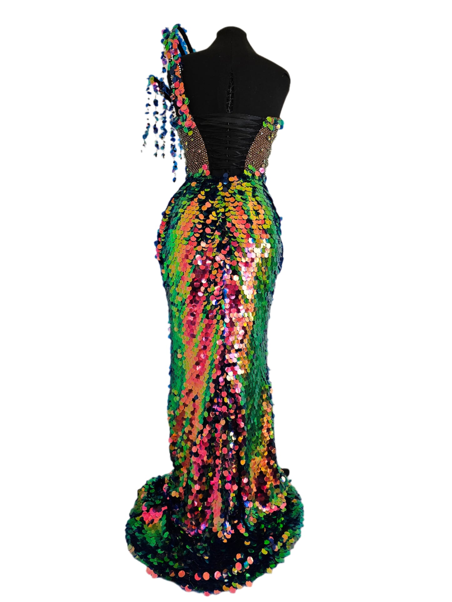Holographic mermaid fishtail gown