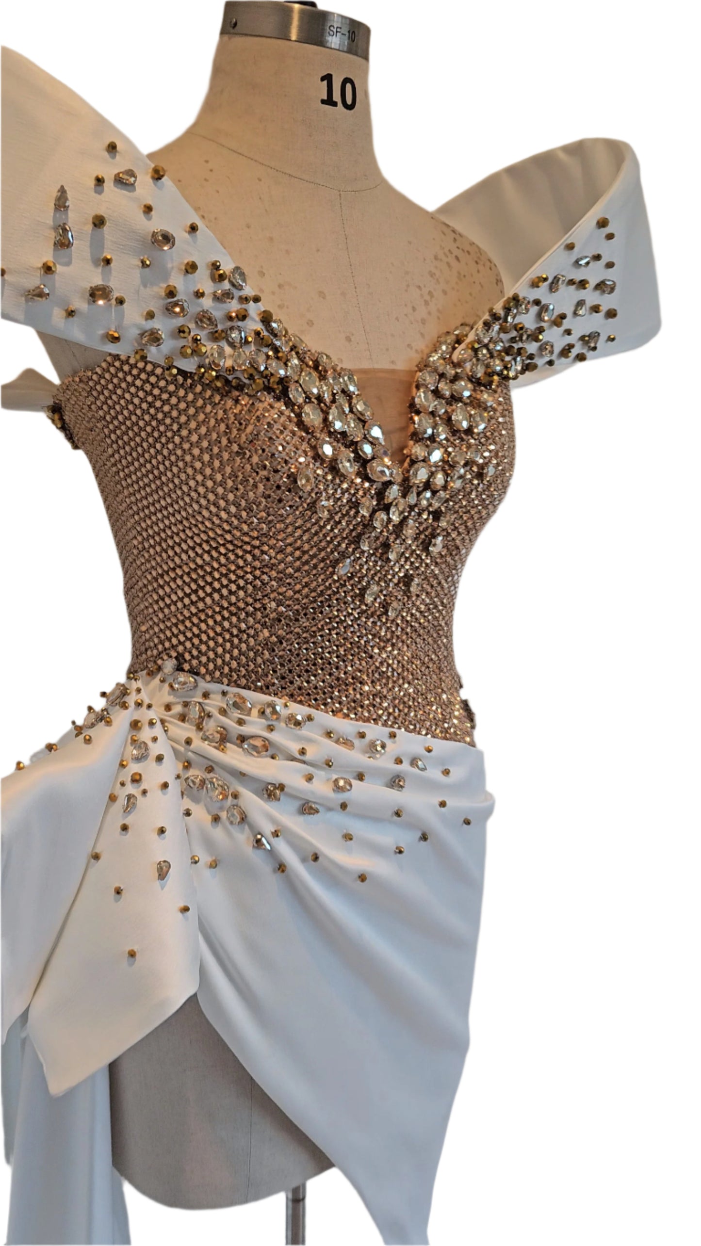 Gold and White crystalized corset gown