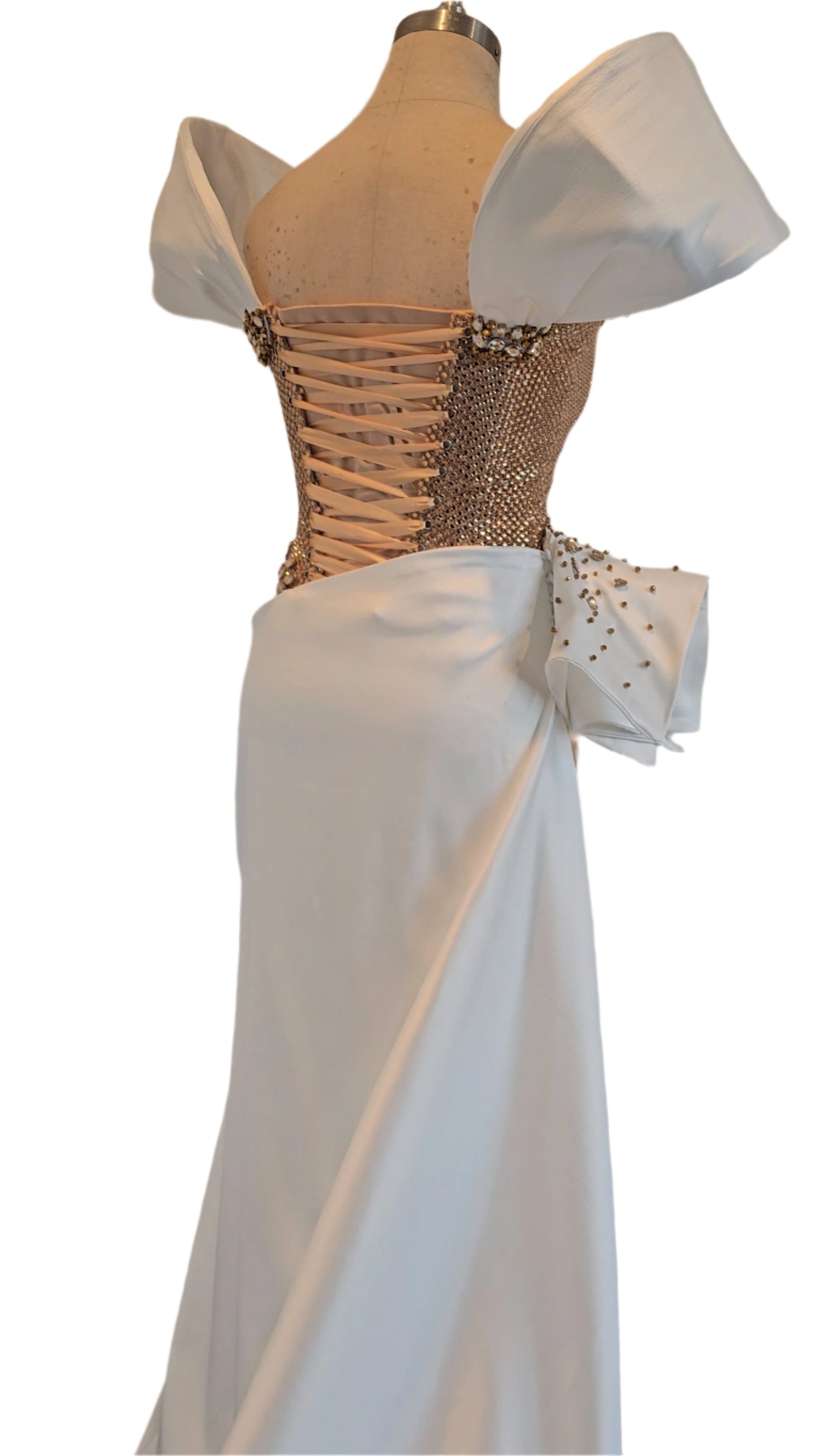 Gold and White crystalized corset gown