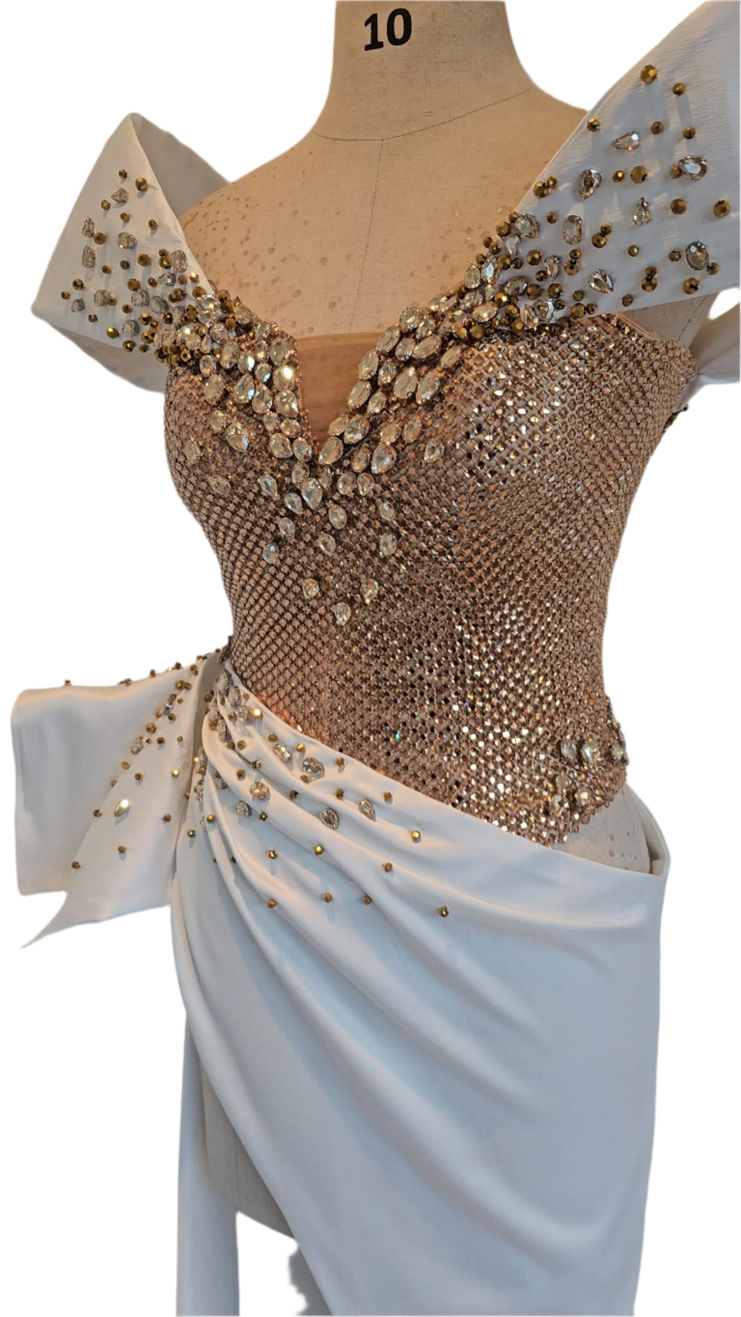 Gold and White crystalized corset gown