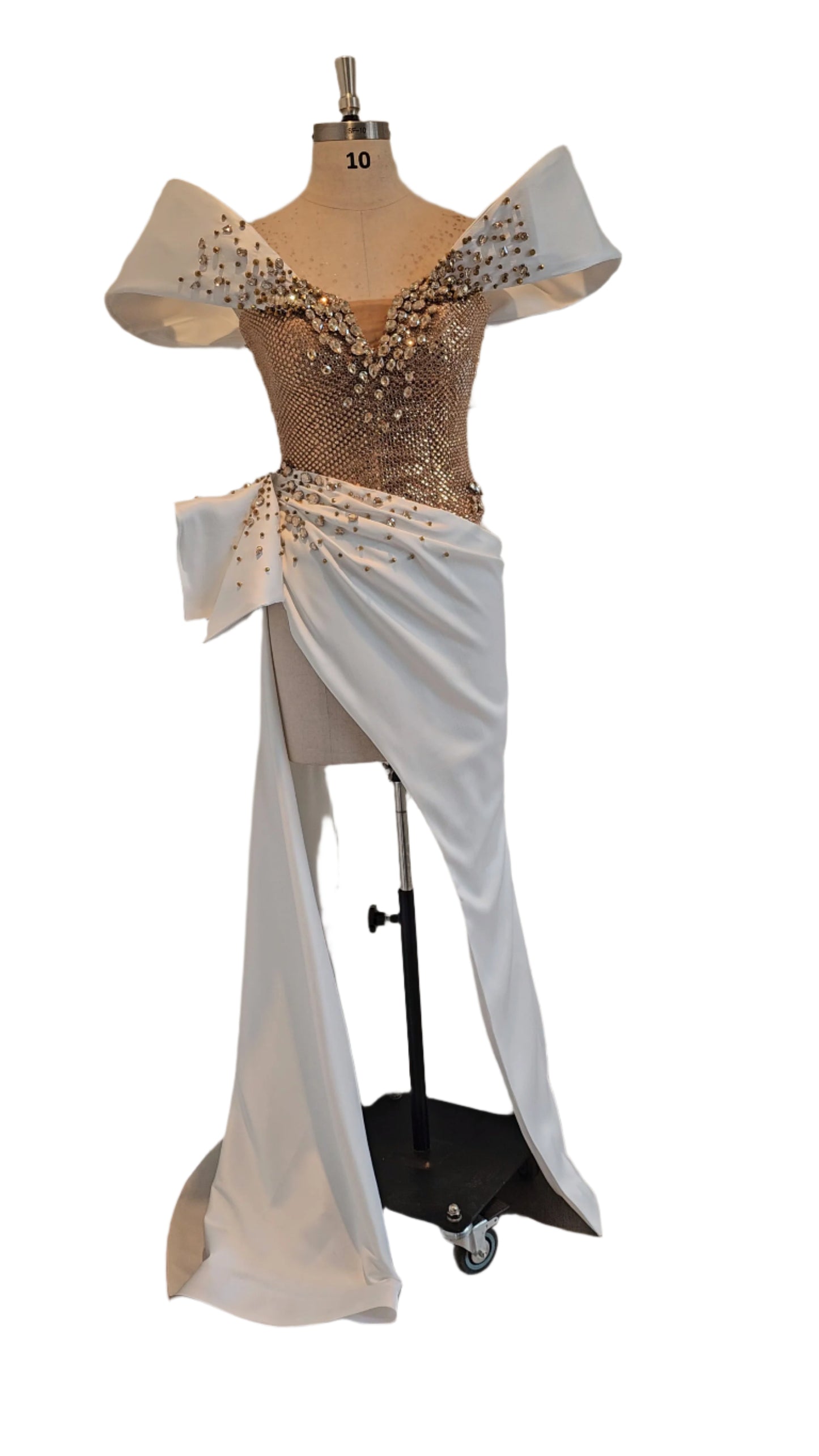 Gold and White crystalized corset gown