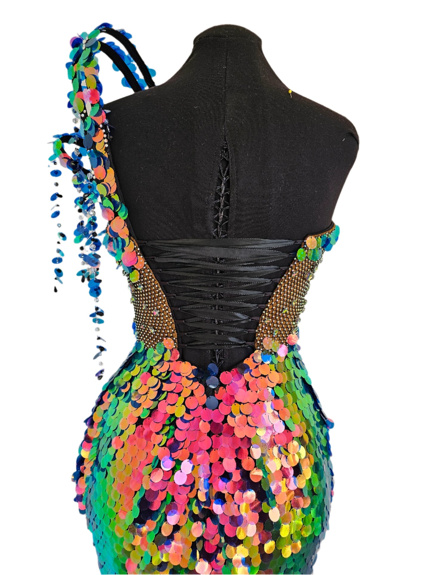 Holographic mermaid fishtail gown