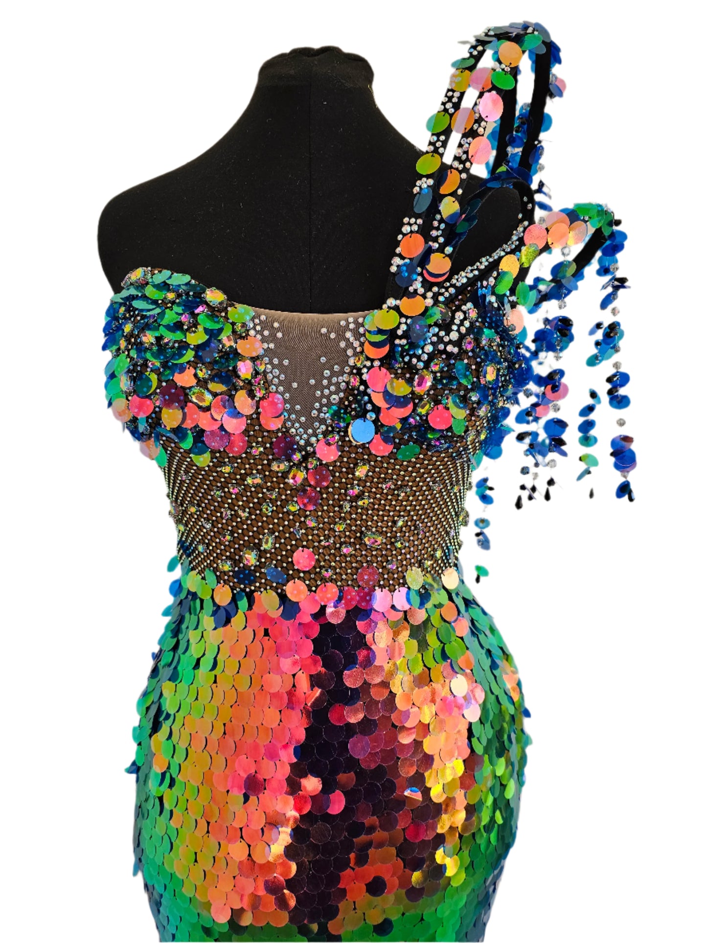 Holographic mermaid fishtail gown