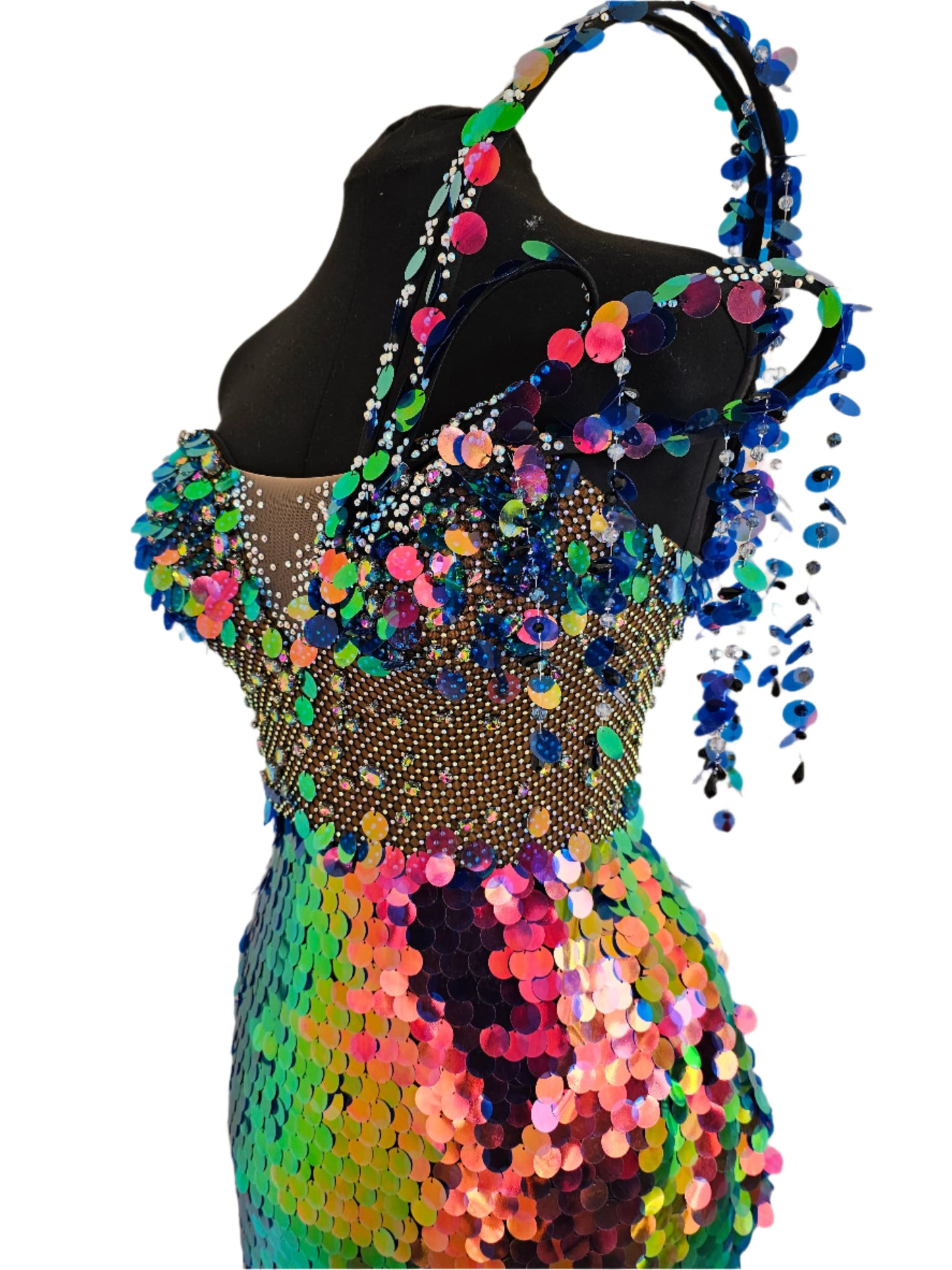 Holographic mermaid fishtail gown