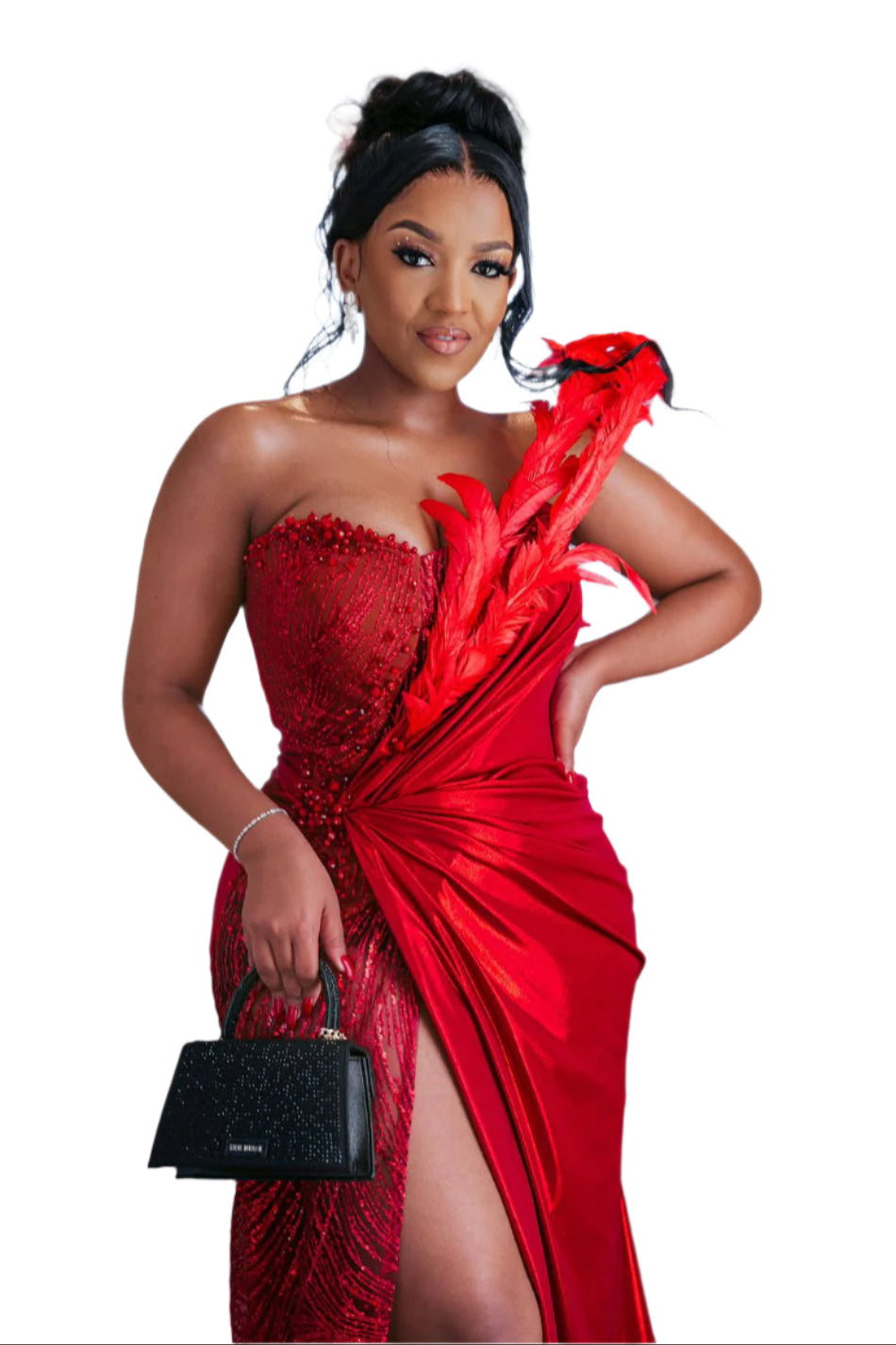 Feather corset Laryne Jefferies gown