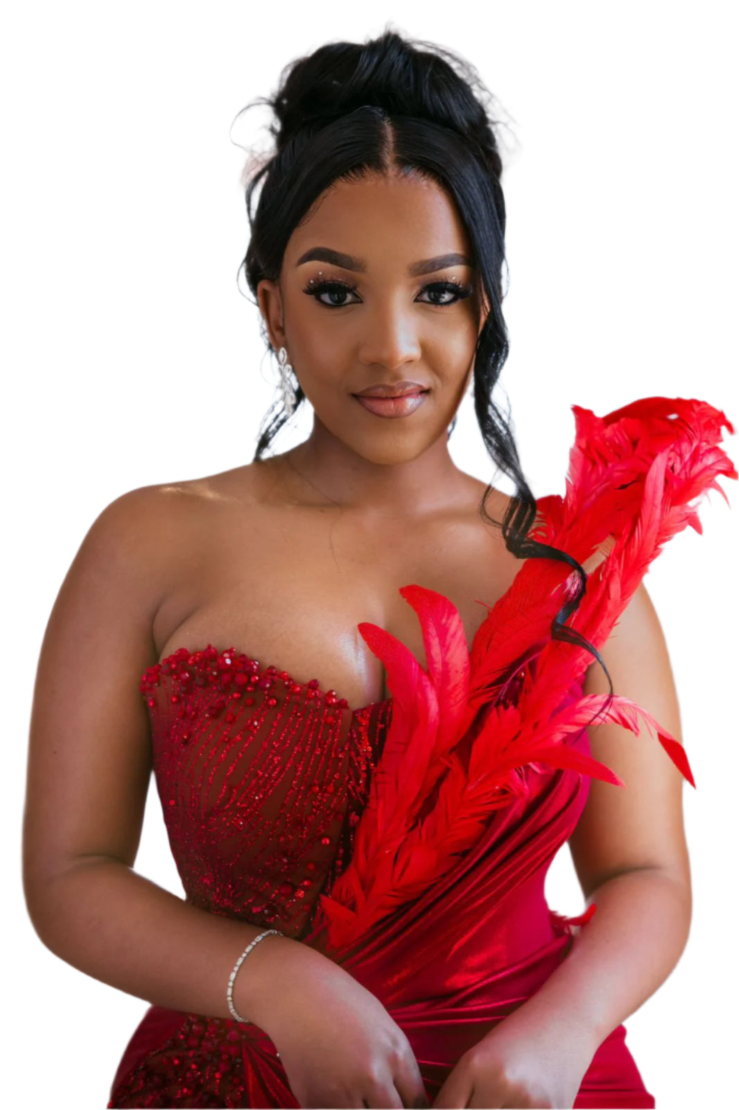 Feather corset Laryne Jefferies gown