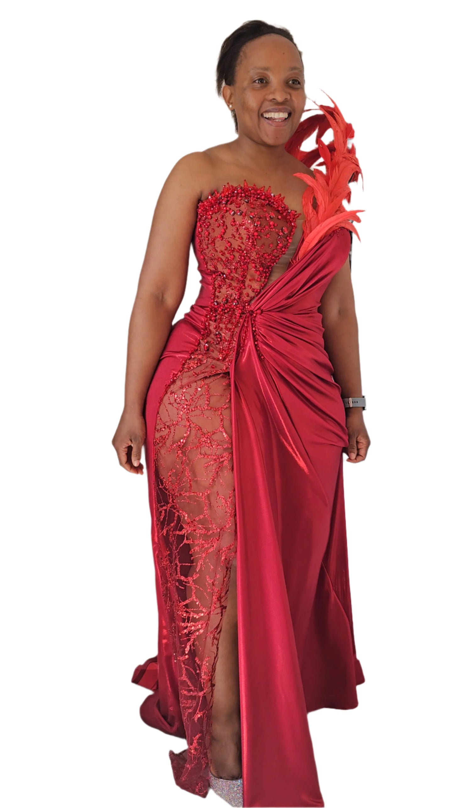 Feather corset Laryne Jefferies gown