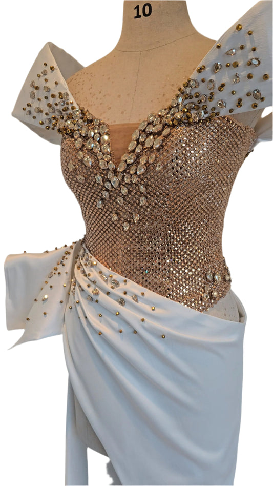 Gold and White crystalized corset gown